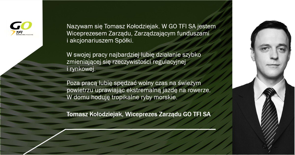 go_tfi's tweet photo. W drugim odcinku cyklu "Ludzie @go_tfi" zapraszamy do zapoznania się z sylwetką Wiceprezesa spółki, Tomasza #Kołodziejak.a #gotfi #gofurther https://t.co/yIEEGuqETw