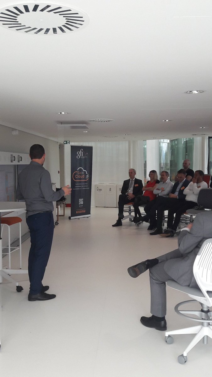 BenOlz95's tweet photo. La présentation #Go2cloud de GFI INFORMATIQUE at @thecampProvence se poursuit avec nos partenaires @RedHat_France et @servicenow; Christophe Chardon, Sébastien Ponnard et Fabrice Daugan https://t.co/JYLakWjfUg