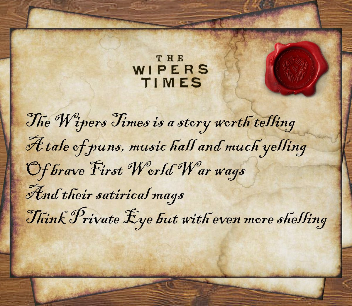 WipersTimesPlay's tweet photo. "Think @PrivateEyeNews but with even more shelling…" 📜📜📜 #NotAnotherBloodyPoem https://t.co/yLmhixrRsb