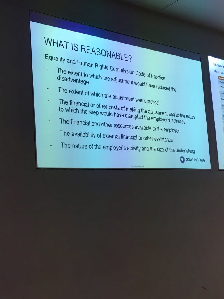 midlandsability's tweet photo. Hearing from Anna Fletcher employment director @GowlingWLG_UK talking about reasonable adjustments in the workplace #disability #midlandsability #IAmConfident https://t.co/gWaiU4KCvD