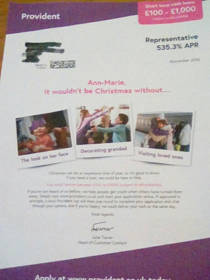AnnMari55081470's tweet image. You can tell Christmas is on the way when money lenders start pushing leaflets through the door targeting low income individuals with offers for plans at ridiculous rates.  #exploitingthepoor #parasites