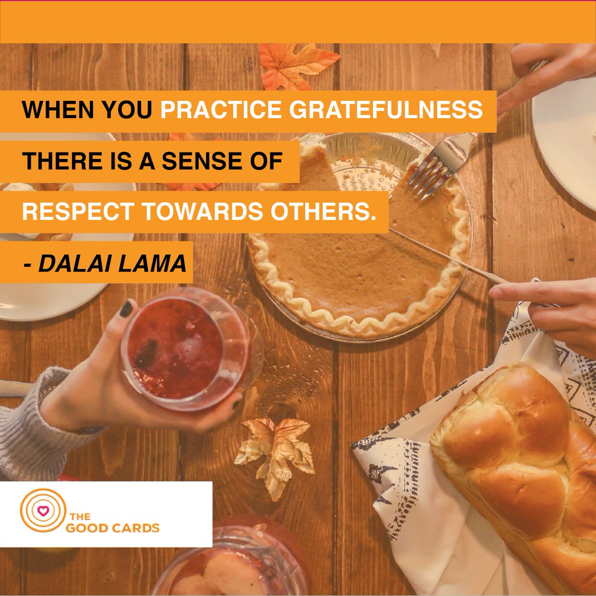 TheGood_Cards's tweet photo. On this day, give thanks for family and friends, for kind acts done for you and by you. Be grateful.
Have a wonderful Thanksgiving!
#TheGoodCards #happinessinyourhands #payitforward #kindness #thanksgivingday https://t.co/tXtlwfECSb