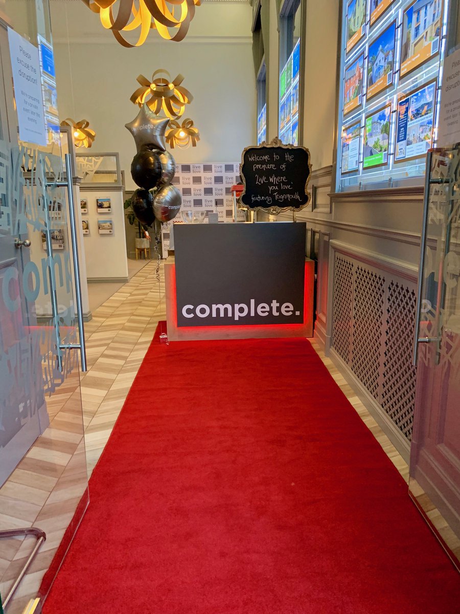 Complete__EA's tweet photo. Hollywood carpet at the ready… we’re all set for tonight’s glamourous #FilmPremier! Showcasing our recent film on Teignmouth, we will be joined later by @ExeterChiefs stars @Jules_Salvi and @moray_low along with a host of local businesses. #livewhereyoulove https://t.co/BwEcnqXCHN