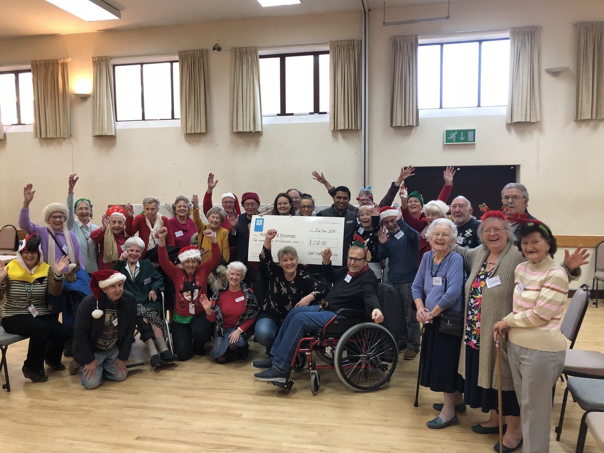 Hartandrushmoor's tweet photo. A lovely visit by Farnborough Co-op Food Store, during our singing session this morning, who kindly presented a cheque. The cheque donation will be used directly to sprinkle some festive cheer to our wonderful Live at Home members in the coming month! @MethodistHomes https://t.co/BIFwnXvtmz