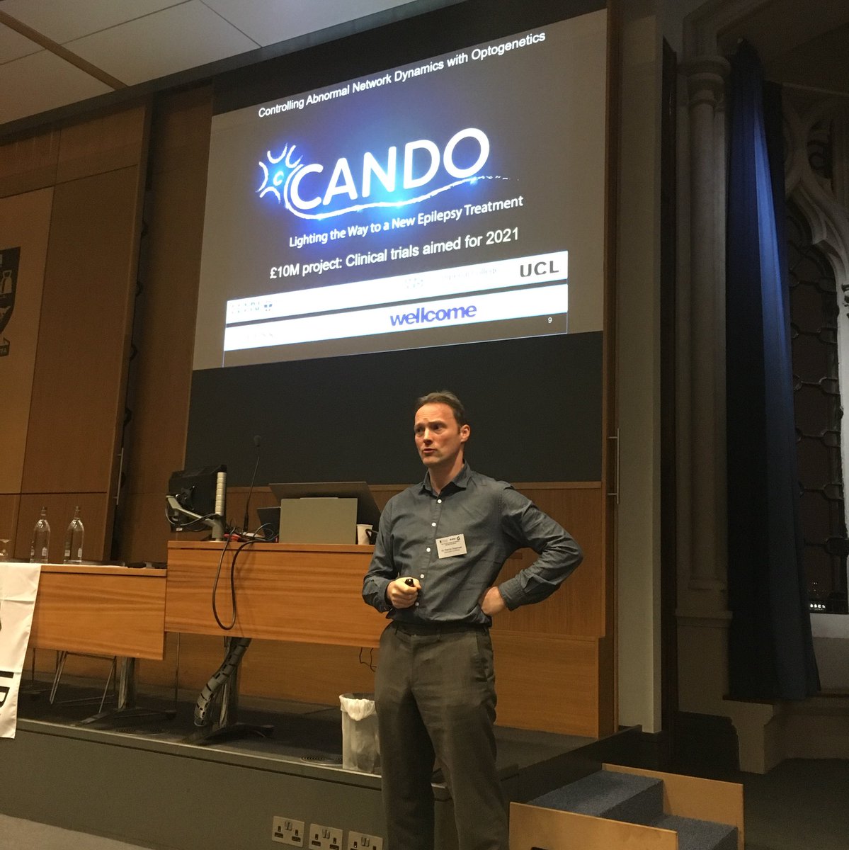 dorianhaci's tweet photo. Time for @Patr1ckDegenaar to give his fascinating talk about ontogenetic brain-implants for neuro-rehabilitation and about our work on the #CANDO project.
Even after years of working with Patrick, you can always learn something from him.
@IEEEUKCAS @CandoNcl @ImperialNeuro #NGNI https://t.co/RQi71ms9eA