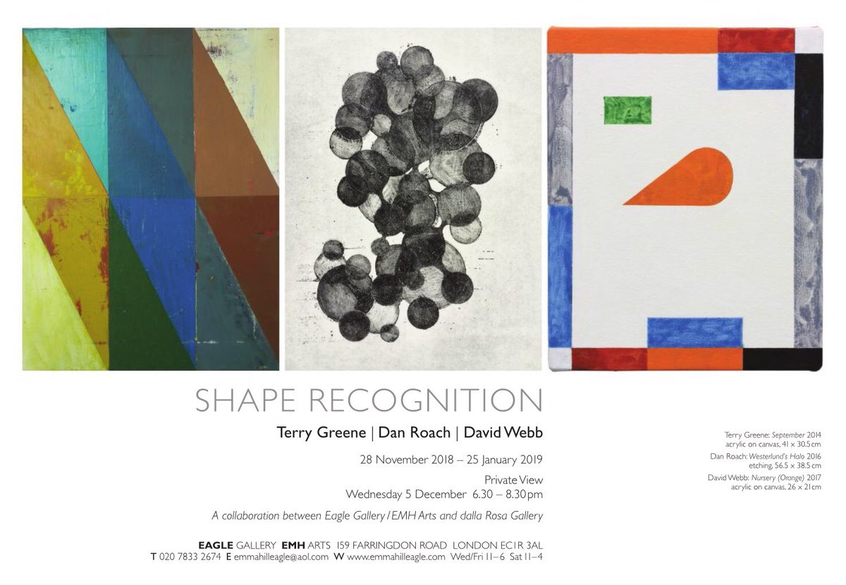 Upcoming exhibition: #shaperecogniton @EagleGalleryUK in a collaboration between #eaglegallery and @dalla_Rosa - very excited to be showing with @telgreene and #danroach - #paintings #workoncard #collages #prints #davidwebbpaintings #londonexhibition #painters #art #kunst