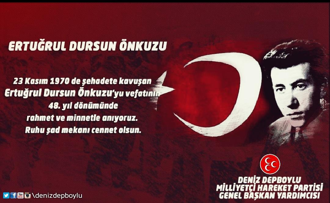 DenizDepboylu's tweet photo. Şehadetinin seneyi devriyesinde Şehit Dursun Önkuzu’yu rahmetle anıyorum.

#23Kasim1970

Önkuzu hey! Önkuzu! 
Önde gider Önkuzu
Anası 'Dursun' demiş
Durmaz, gider Önkuzu.

#mhp #devletbahçeli #türkiye #ülkücü #şehit #ertuğrul #dursun #önkuzu #dursunönkuzu #şehadet https://t.co/IDIPNNvJW5
