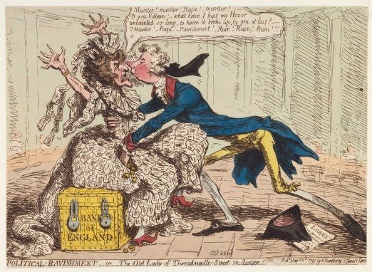 In 1694, a consortium of English bankers loaned £1.2m to the king. They got 8% annual interest for the original loan, and the right to advance IOUs for a portion of the money the king now owed them, to any inhabitant of the kingdom willing to borrow. This loan has never been paid