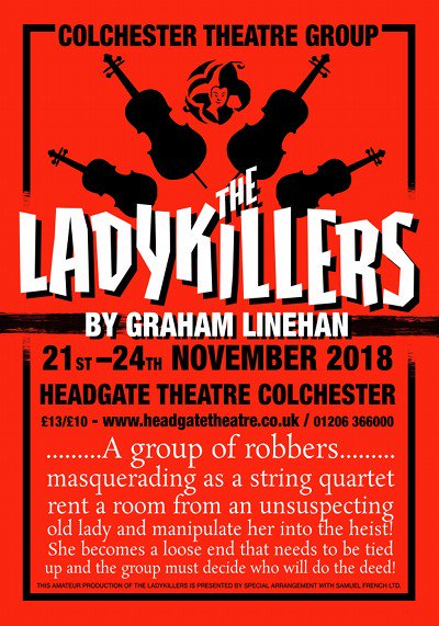 DinosaurManUK's tweet image. Looking forward to helping out on lighting with Mike on #LadyKillers at the @HeadgateTheatre tonight @SamuelFrenchLtd via @ticketsource #Colchester: headgatetheatre.co.uk/whatson.php