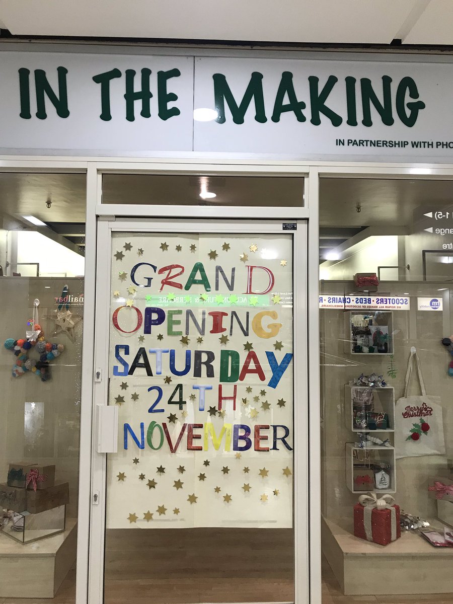 loucooperSS's tweet photo. Saturday at 1.00pm we have our Grand Opening at our shop in the Harvey Centre, ‘In the Making!’ This is a really exciting event for all involved as we have all been working very hard to ensure this project is a success! Please come and support us @SelinaAvery5  @HarlowCollege https://t.co/F4wRpT6wCN