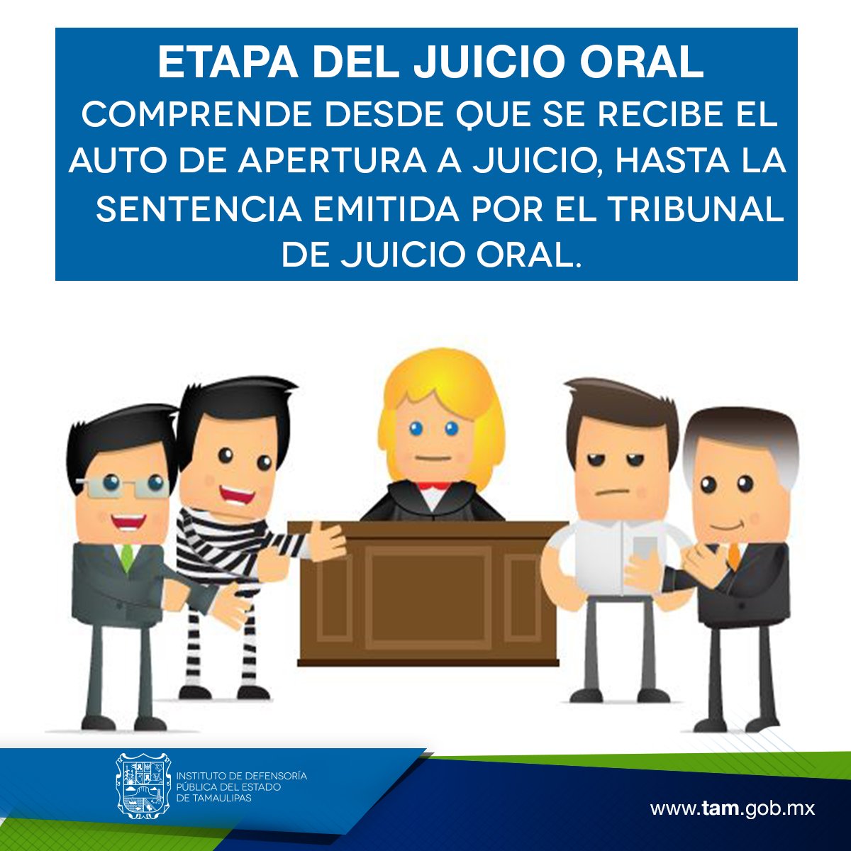 IDPETTam's tweet photo. #EtapaJuicioOral: El Defensor Público expondrá sus alegatos de apertura, presentará sus pruebas periciales, testimonios, etc., ante el Tribunal. Por ultimo el Defensor expondrá sus alegatos de clausura, a lo que posteriormente se dará la resolución por parte del Tribunal. #IDPET https://t.co/lVgYVvfNNg