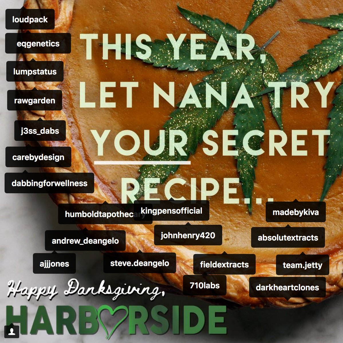 EQGenetics's tweet image. Thanks to Harborside for wishing us #HappyDanksgiving! 💚

"We wish we could tag all of you to say how thankful we are for your love, energy and support. It’s because of you that we get to do these amazing things and be part of this ever-changing cannabis landscape, thank you✌️"