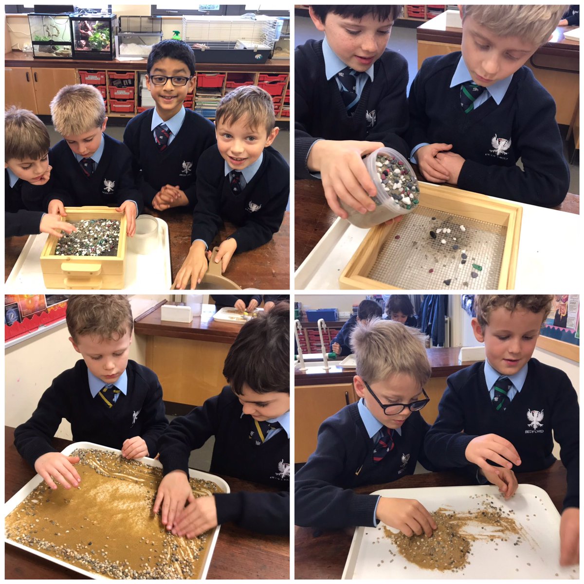 BPSYear3's tweet photo. Can you separate solid mixtures of different particle sizes? We can! #science #lab #practical #sieve #solid #particals #mixture #separate https://t.co/jx7D42cnQL