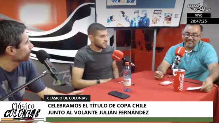 clasicolonias's tweet photo. Los invitamos a ver en nuestro facebook el programa de ayer, en el que tuvimos como invitado al campeón de #copachile, el volante de @CDPalestinoSADP , Julián Fernández y conversamos con el nuevo presidente de la Corporación de @UEoficial , José Marino. #clasicodecolonias https://t.co/lrIIkVjMjZ