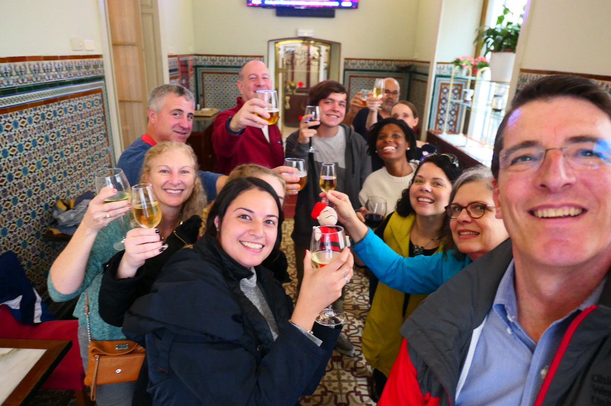 Rock_Jones_'s tweet photo. From Seville, Spain the Bishop raises a glass to @OhioWesleyan wherever you are. Melissa and I are thankful for all of the OWU family and for the opportunity to share this week with OWU in Salamanca students. Happy Thanksgiving! #OhWooo #OWUConnection #GoGlobal #TravelLearning https://t.co/8PmM7bpZZ5