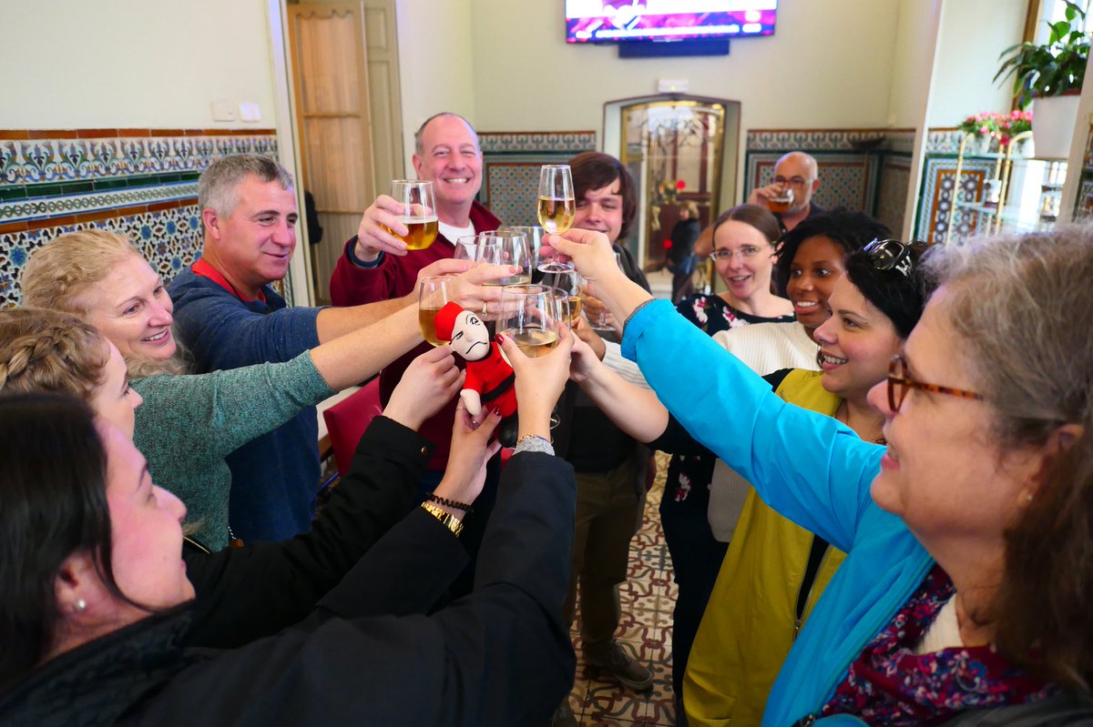 Rock_Jones_'s tweet photo. From Seville, Spain the Bishop raises a glass to @OhioWesleyan wherever you are. Melissa and I are thankful for all of the OWU family and for the opportunity to share this week with OWU in Salamanca students. Happy Thanksgiving! #OhWooo #OWUConnection #GoGlobal #TravelLearning https://t.co/8PmM7bpZZ5