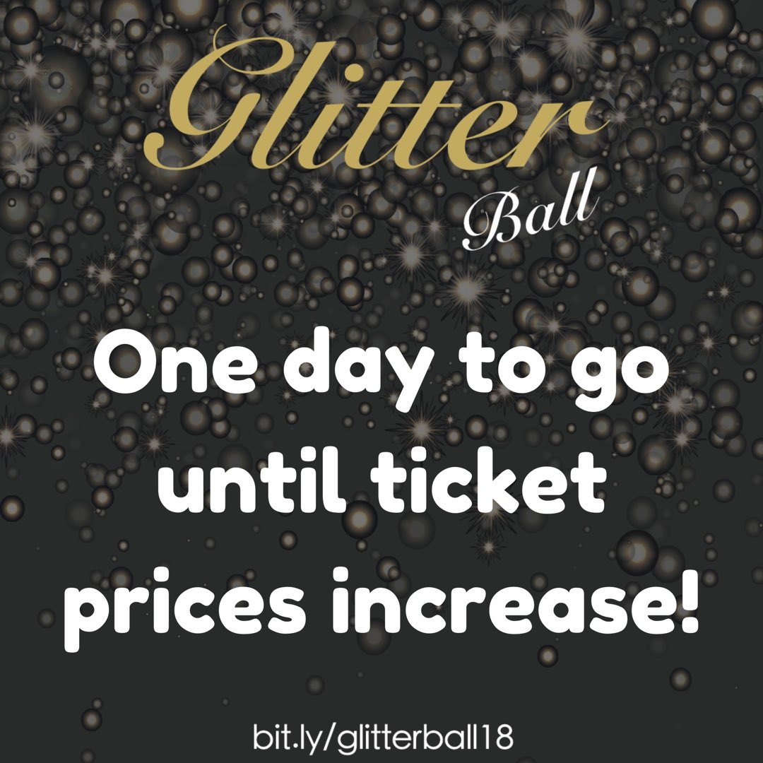 ONE DAY TO GO ✨

Ticket prices will increase after tomorrow, so get yours now 👉🏻

Tickets are available online at bit.ly/glitterball18 🎟

Or if you’d rather not buy online contact Carly on 07923 585 786 or Caz on 07858 021 074🕺🏻

#GlitterBall2018
#GFYFC