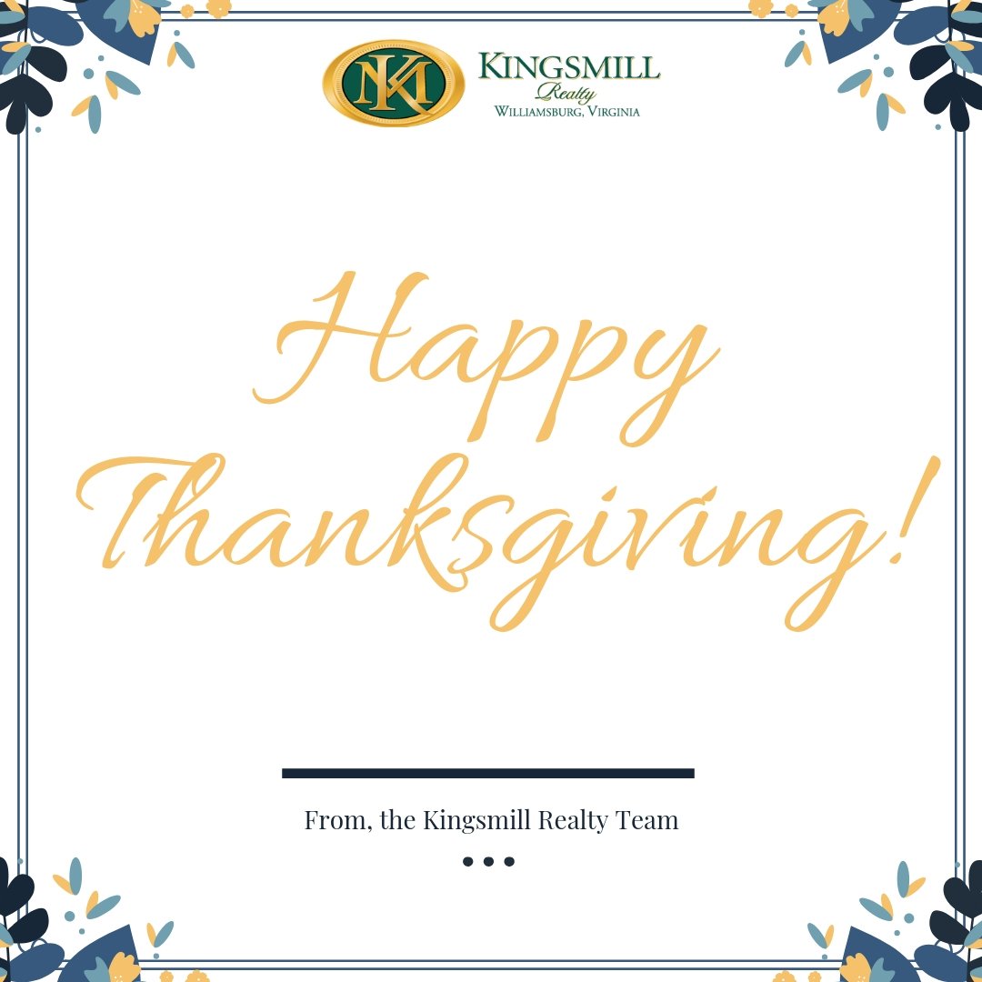 kingsmillrealty's tweet photo. Happy Thanksgiving! We are so thankful for today, this year, and our Kingsmill Community. We wish you a happy day today! #HappyThanksgiving #KingsmillCommunity #KingsmillRealty #WilliamsburgVA #LivingThankful https://t.co/BvSEpieF0S