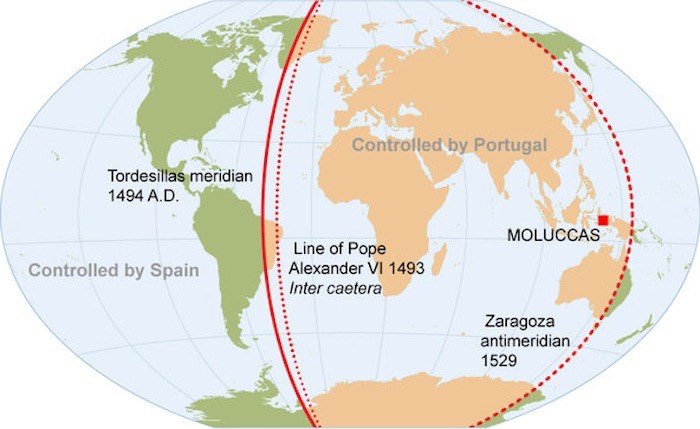 On this day (June 7, 1494), Spain and Portugal divided the world between  the two nations - Vivid Maps