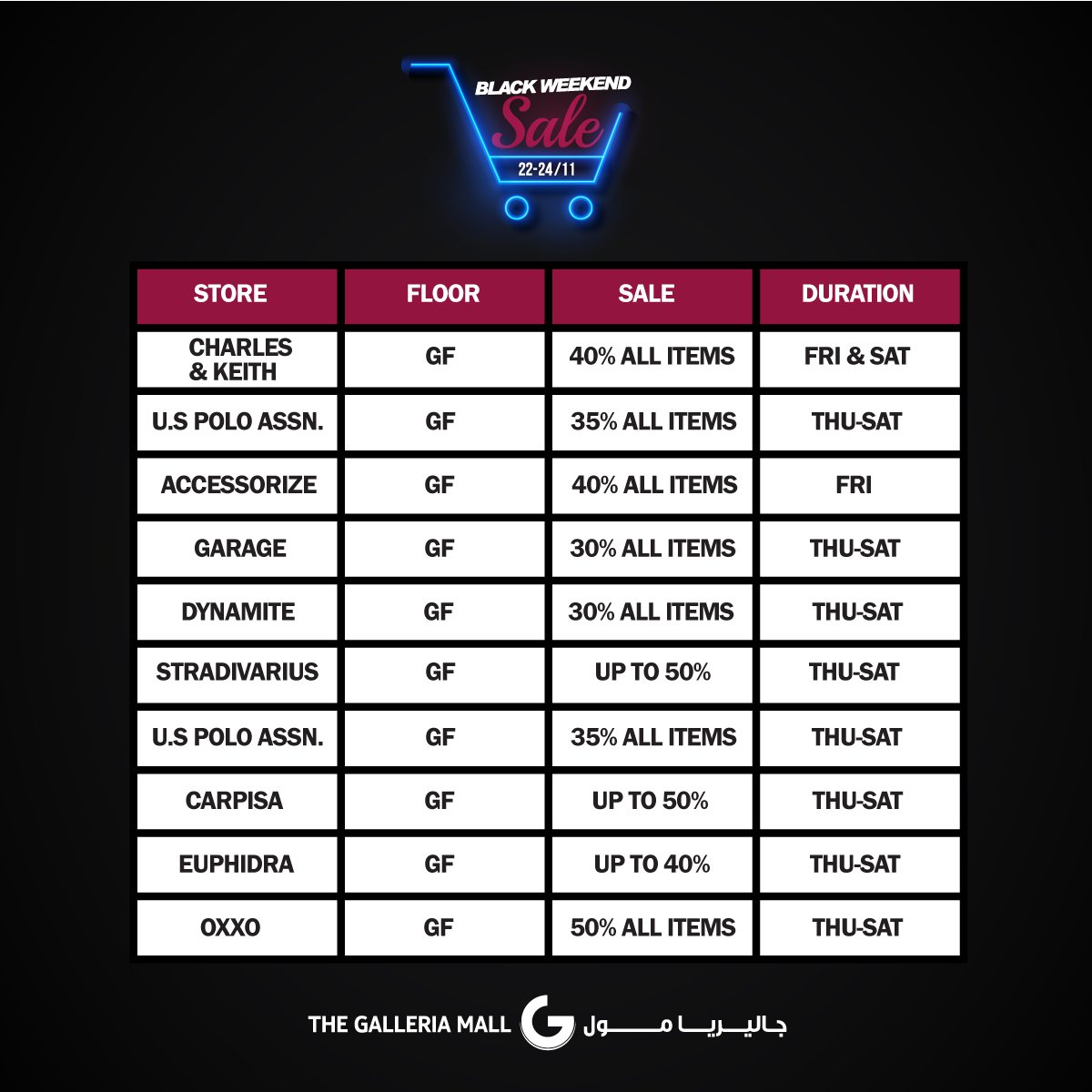 galleriamalljo's tweet photo. Here's all you need to know about #TGMBlackWeekend :) https://t.co/D95PgmIfmZ
