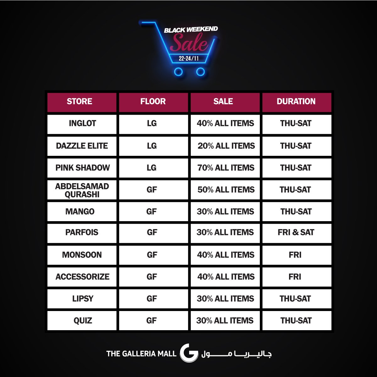 galleriamalljo's tweet photo. Here's all you need to know about #TGMBlackWeekend :) https://t.co/D95PgmIfmZ
