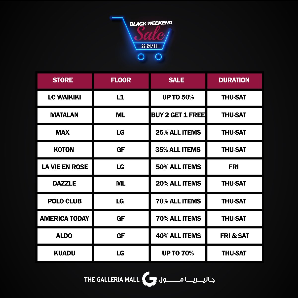 galleriamalljo's tweet photo. Here's all you need to know about #TGMBlackWeekend :) https://t.co/D95PgmIfmZ