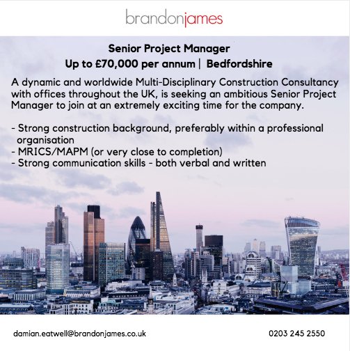 BrandonJamesJob's tweet image. Interested? Read more here - ow.ly/uCq930mIoVK or contact Damian Eatwell on 01628 367039.

Looking for other opportunities? Visit our website at brandonjames.co.uk.

We’re always happy to discuss your next move.

#bedfordshire #projectmanager #MRICS #MAPM