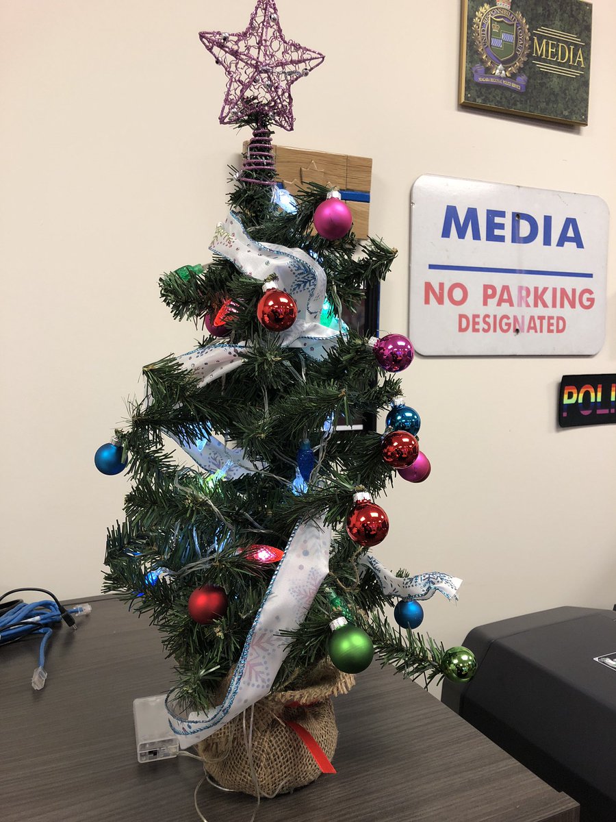 PCPhilGavin's tweet image. Boom. Office decorated. Great work by @SSabourinNRP @SgtDevineNRP.  #CharlieBrownTree.