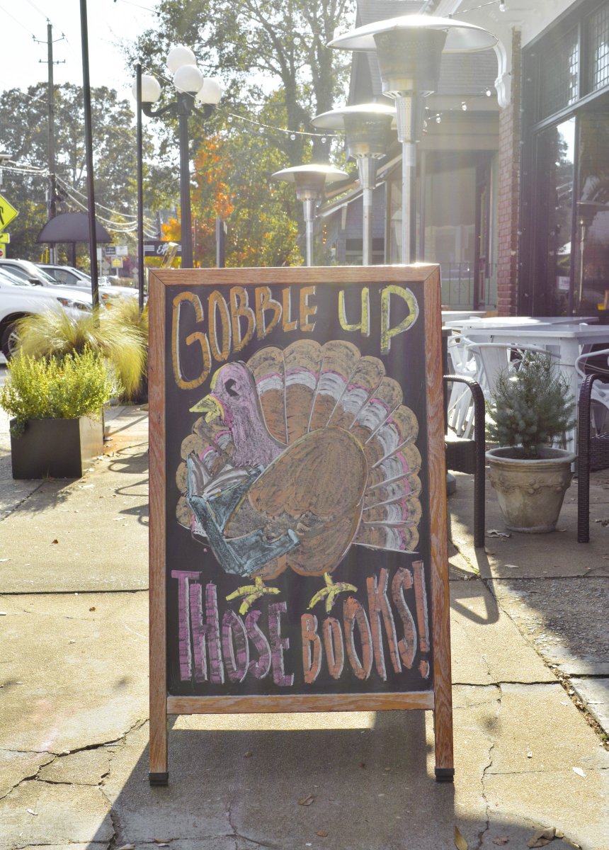 AvidBookshop's tweet photo. Happy Thanksgiving! The Avid Bookshop Bash starts tomorrow with Book Friday, and we can't wait to spoil you. There's no need to wrestle someone for a new tv here. We have plenty of books and gifts to go around.
#avidbookshopbash #bookbash ##smallbusinesssaturday #smallbizsat https://t.co/T0VYiGG2oK