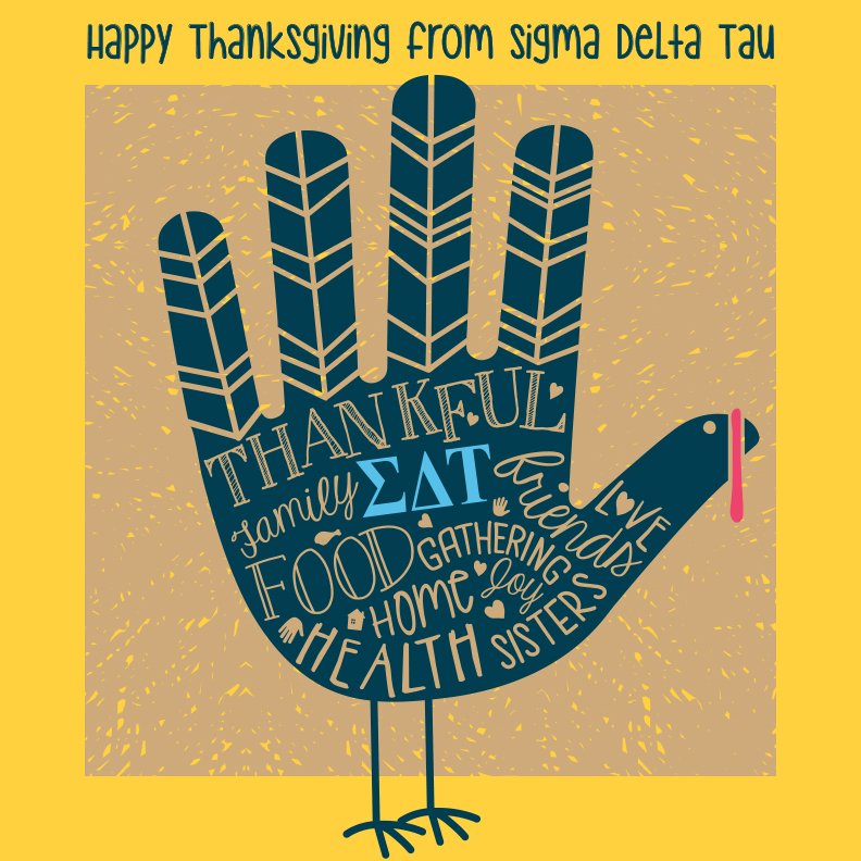 Happy Thanksgiving from ΣΔT! Have a wonderful day and weekend with family &amp; friends. There is so much to be thankful for! #ThankfulToBeSDT #SDTlove
The National Office is closed today and Friday, November 23.