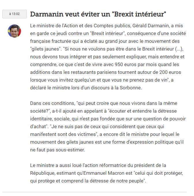 FrDjean's tweet photo. #Darmanin  Les seules fois ou quelqu'un qui touche 950€/mois parle de resto c'est quand il va au resto du coeur.  Un resto a 200boules, on ne vit malheureusement pas dans le même monde... #GiletsJaunes #24NovembreParis #24novembre2018 Source 13h02: https://t.co/p8CIWJgoW8 https://t.co/gx2FpqY2CX