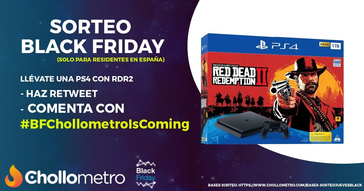 chollometro's tweet photo. 🎮🎮¡VAMOS QUE TWIRTTER SE RESISTE! 🎮🎮

RT Y COMENTA CON #BFChollometroIsComing y llévate una Play Station 4 con el Red Dead Redemption 2!

¡A POR ELLAAAAAAA! https://t.co/4dSRUh1Gco