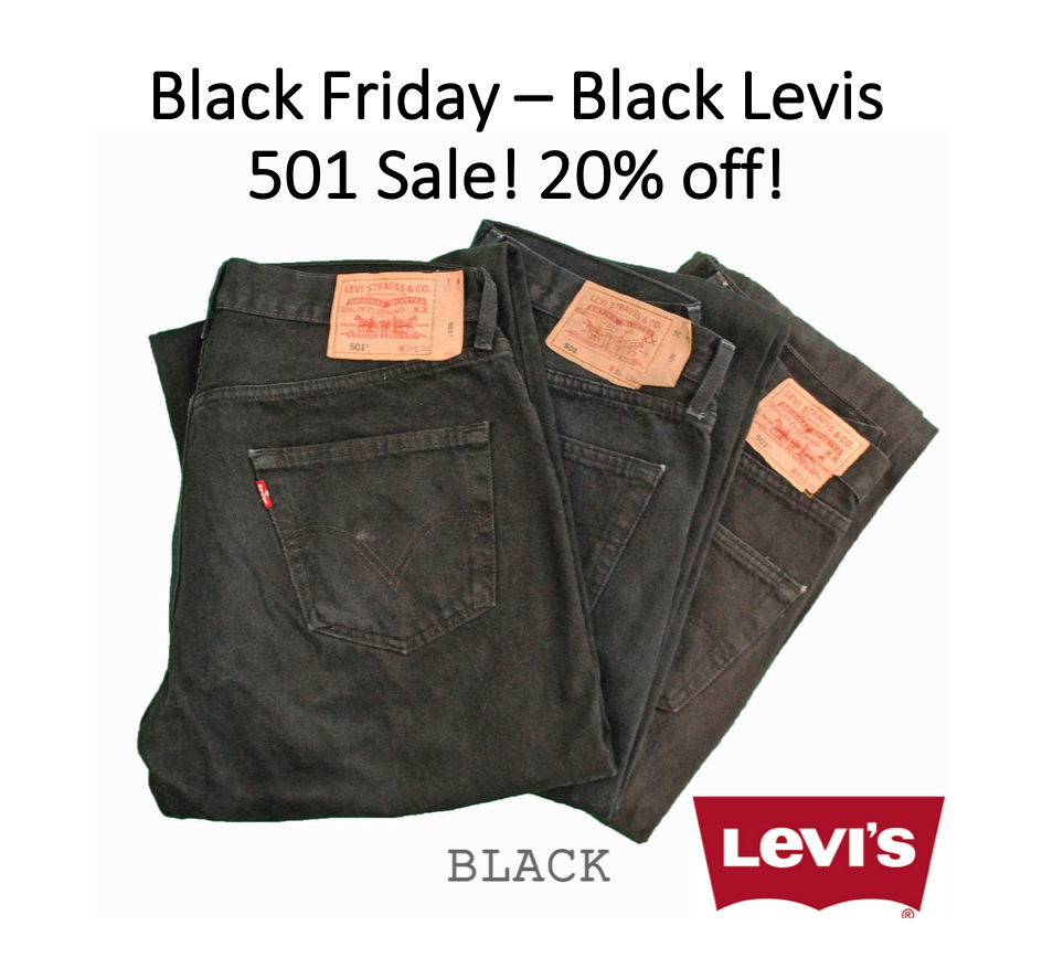 Black Friday! Vintage Black Levi 501s Sale!! 20% off Grade A waist sizes 30 - 40 
ow.ly/LsiO30mIhHZ