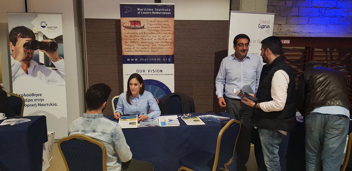 marinemcluster's tweet photo. The MarInEM team participated in the 1st Cyprus Shipping Chamber Career Fair ‘Shipping: A Sea of Careers’ which was held on 18th of November 2018, in Limassol. The team also represented the Mentor project during the event  #MarInEM @Blue_Career #Mentor_project https://t.co/7nK1hF3t8G