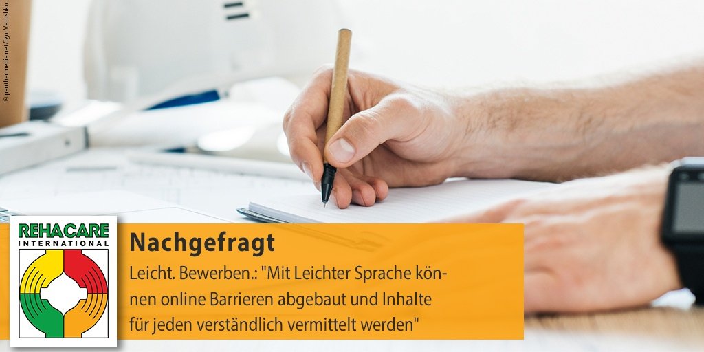 REHACARE's tweet photo. Dank Anleitung in Leichter Sprache seine Bewerbung verfassen. Die Seite  Leicht. Bewerben. macht es möglich. Mehr in unserem  Nachgefragt-Interview: https://t.co/aqtqMARIBz https://t.co/dJZ19GaOr6