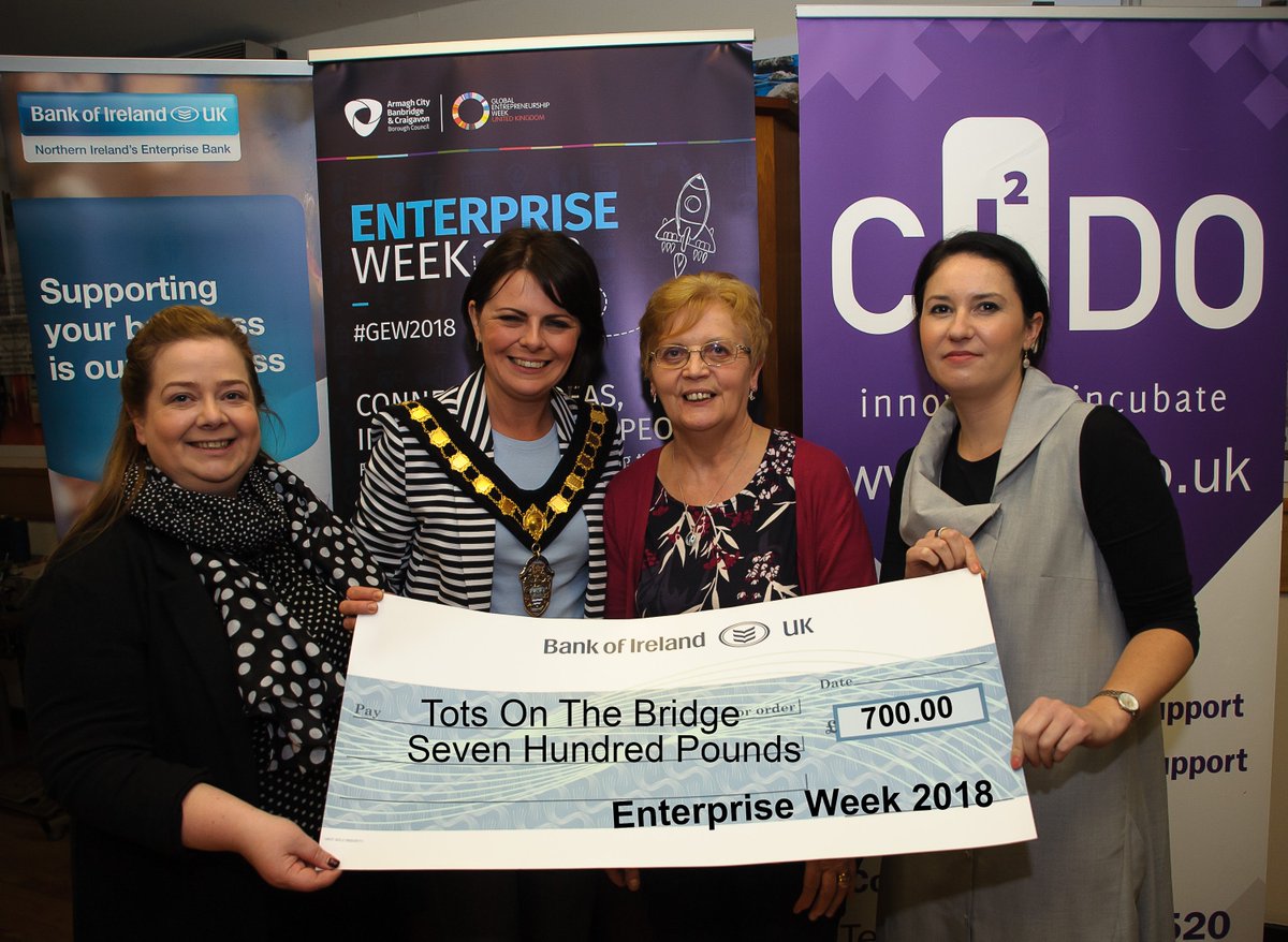 abcb_council's tweet photo. ENTERPRISE WEEK #throwbackThursday Last week, Adrena Colburn from Tots at the Bridge, Portadown won the bursary at the Social Economy event @ulstercarpets run as part of #abcew18 #gew2018 #tbt @BankofIrelandUK @CIDO_Innovation https://t.co/PwJW68OmUA