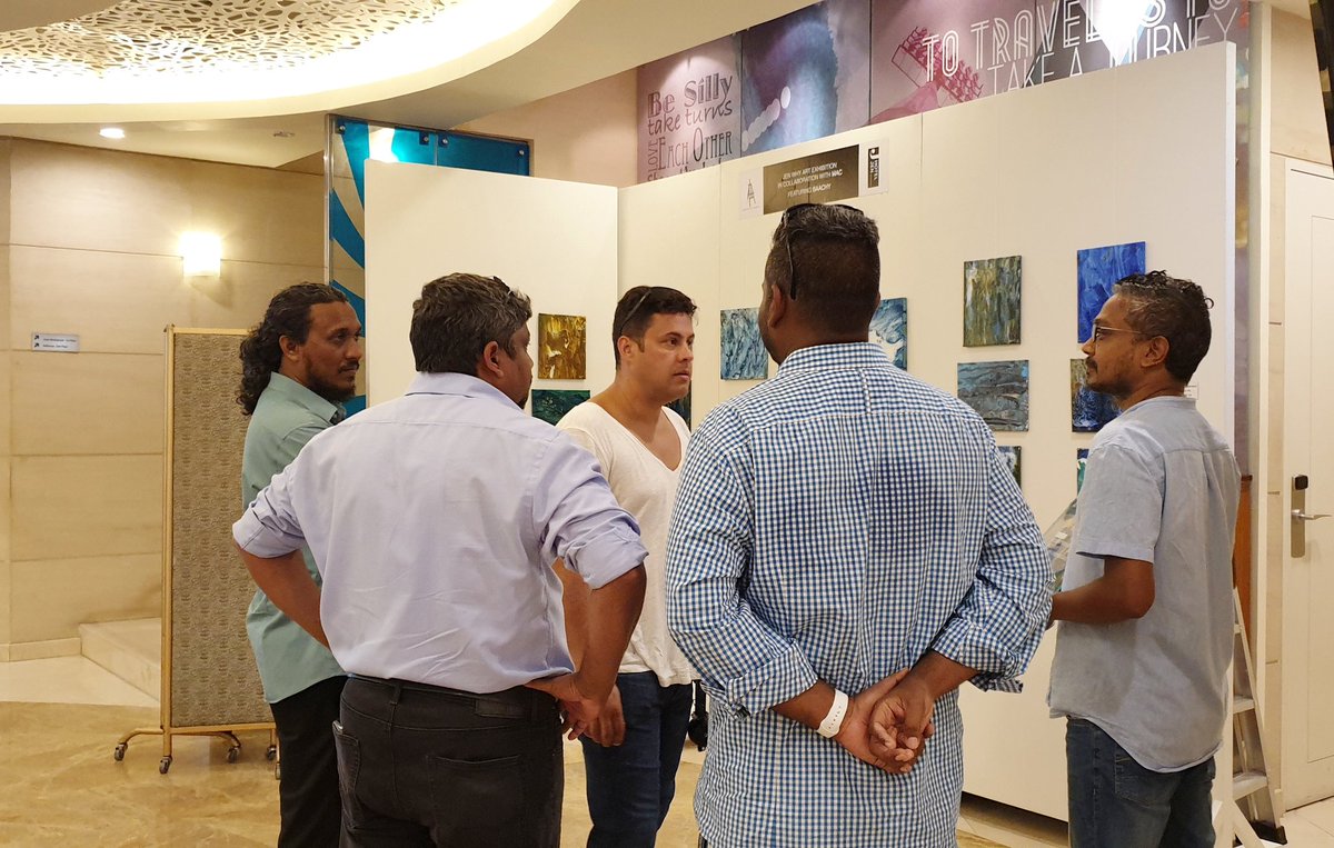 Maldivian_Art's tweet photo. Congratulations to @baachy2013 on your solo exhibition at @HotelJenMaldive ,exhibition is open for public till 29th November at Hotel Jen lobby.
#jenwhyart #art #exhibition #Maldivianartist #Maldives https://t.co/RllHEs758w
