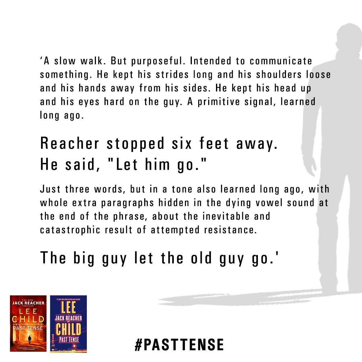 LeeChildReacher's tweet photo. "Reacher stopped six feet away.
He said, "Let him go." 

https://t.co/jtzZmtDpq0
#PastTense #JackReacher https://t.co/BMFHLmNmoL
