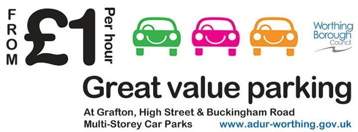 Have a great visit to Worthing with parking from £1 an hour. Where? At Grafton, High Street &amp; Buckingham Multi-Storey Car Parks! #worthing