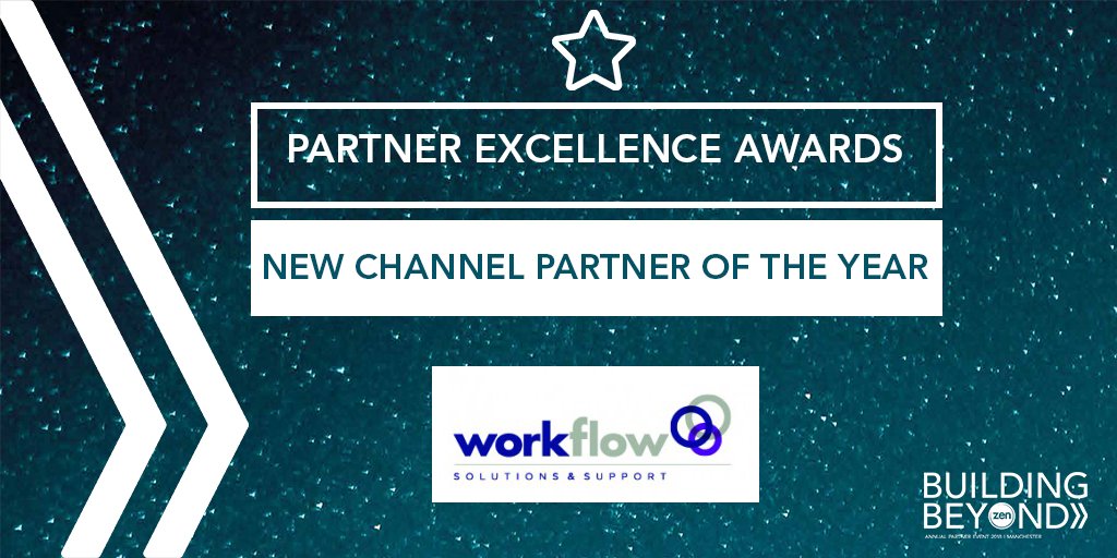 zenpartner's tweet photo. It's time to announce the #ZenAPE18π New Channel Partner of the Year. And the award goes to... Workflow Integrated. Congratulations on the win! π https://t.co/OylzABefcm
