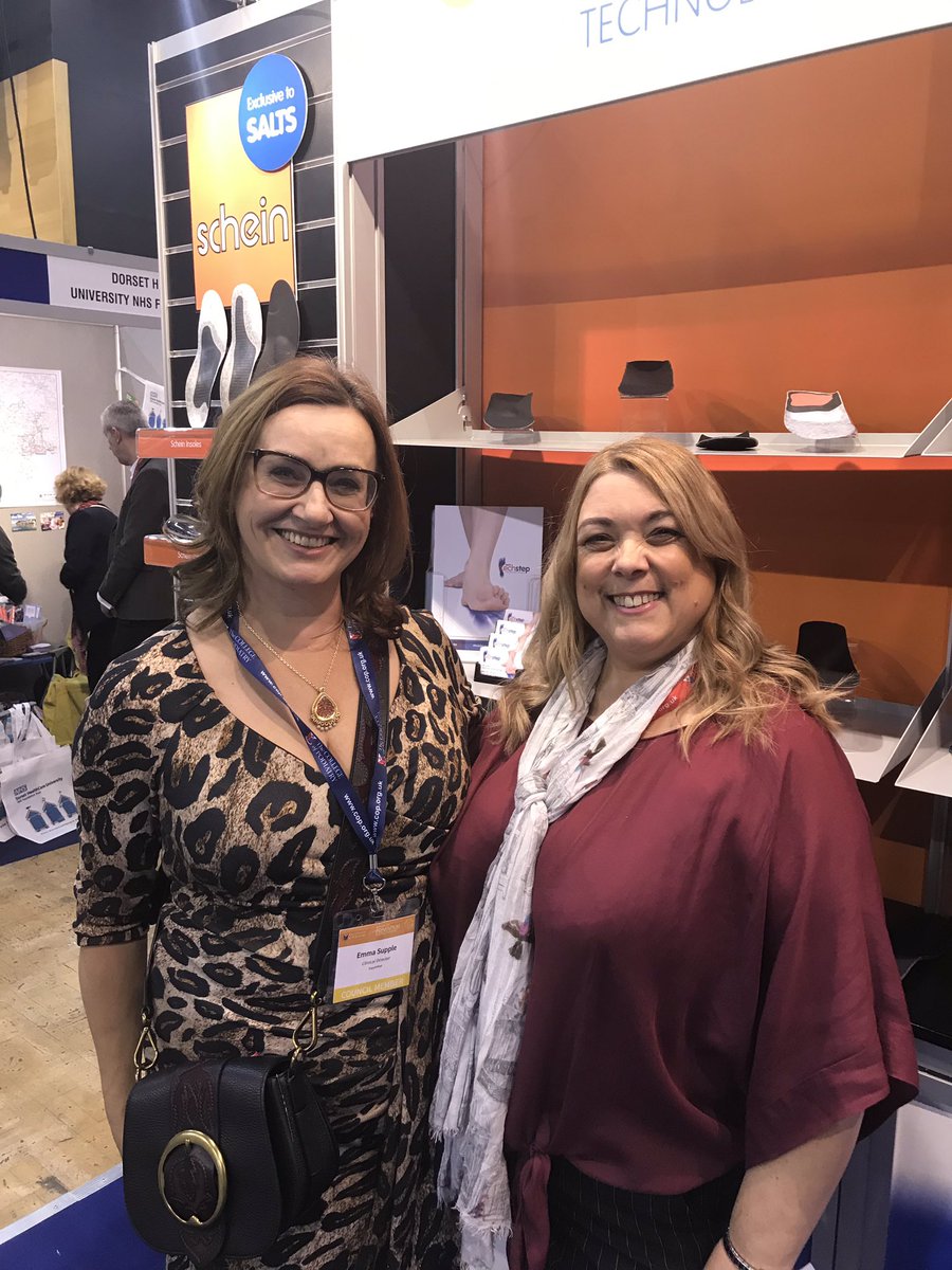 EmmaSupple's tweet photo. Lovely to catch up with Gill from @SaltsHealthcare One of the UKs oldest companies - the business not us! #cop2018 @CollegePodiatry @Supplefeet they have helped me so much along the path with #supplearches https://t.co/lKtYig4xB5