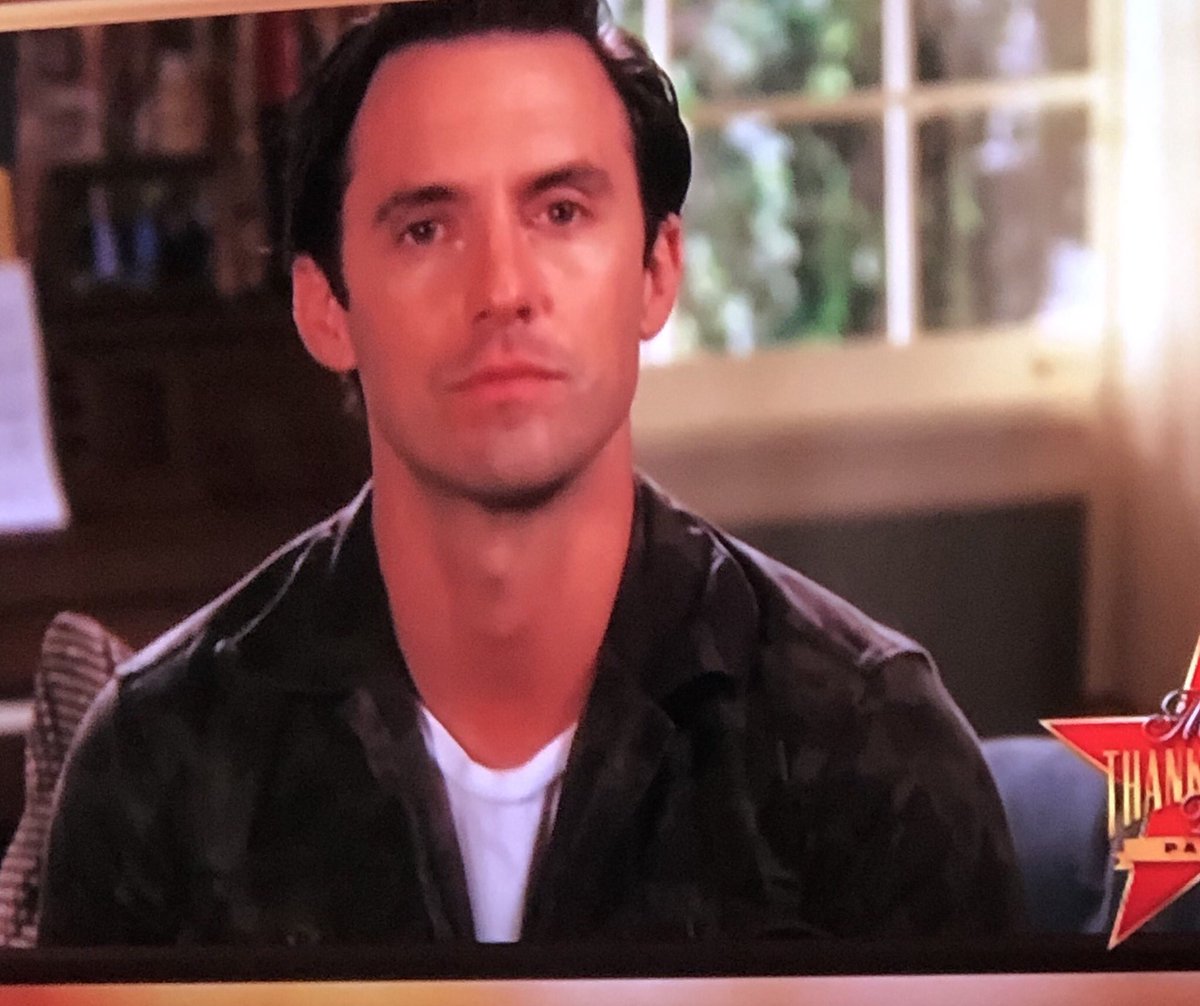 ThisIsJackP's tweet photo. Happy Thanksgiving!!! Kevin didn’t let me be Pilgrim Rick. And the TV didn’t let me have my moustace... so be thankful for family, but mostly be thankful for freedom. #Hoorah #ThisIsUs #MacysDayParade #MousctacheMensClub @NBCThisisUs https://t.co/c0FYk3f1Ba