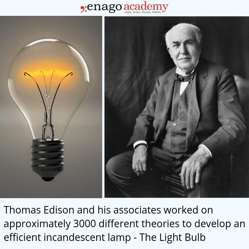 Enago on Twitter "Thomas Edison made the first high resistant, incandescent electric light bulb