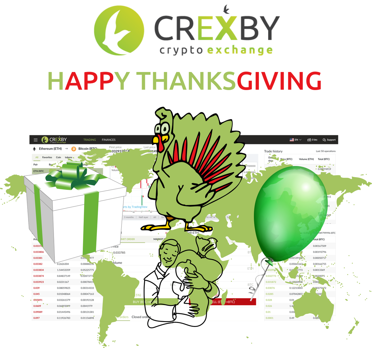 CrexbyFunpage's tweet photo. Happy Thanksgiving! Stay Healthy and Happy!
@CrexbyFunpage #crexby #Thanksgiving #MacysParade #exchange #fintech #cryptocurrency #investments #FamilyIsLove #success #trading #DiscountHoliday #bitcoin #BitcoinCash #invest #Belarus #pilgrimage #ThankfulFor #GiveThanks #money #gift https://t.co/dRHMi7yKvq