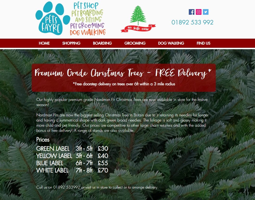 SwanPlanet's tweet photo. Added a couple of pages to @pets_fayre #Southborough #TunbridgeWells @wix website.

First up their range of #ChristmasTrees available now for #freedelivery within a 3 mile radius of the shop.. https://t.co/k1wpNiPwY7 https://t.co/e5dTFaM5kp