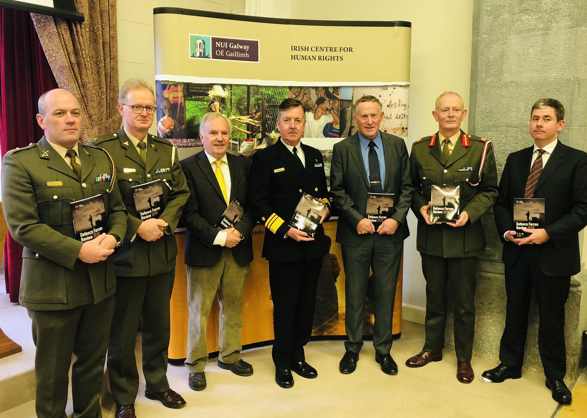 mark_mellett's tweet photo. Delighted to attend the launch of @defenceforces #DFReview 2018 co-hosted by @IrishCentreHR. Thank you to Prof Ciarán Ó hÓgartaigh @nuigalway &amp; Prof Ray Murphy. Powerful keynote by Maj Gen Beary, DSM, former Force  Commander @UNIFIL &amp; excellent presentations by other contributors https://t.co/pHx5NTsTtR