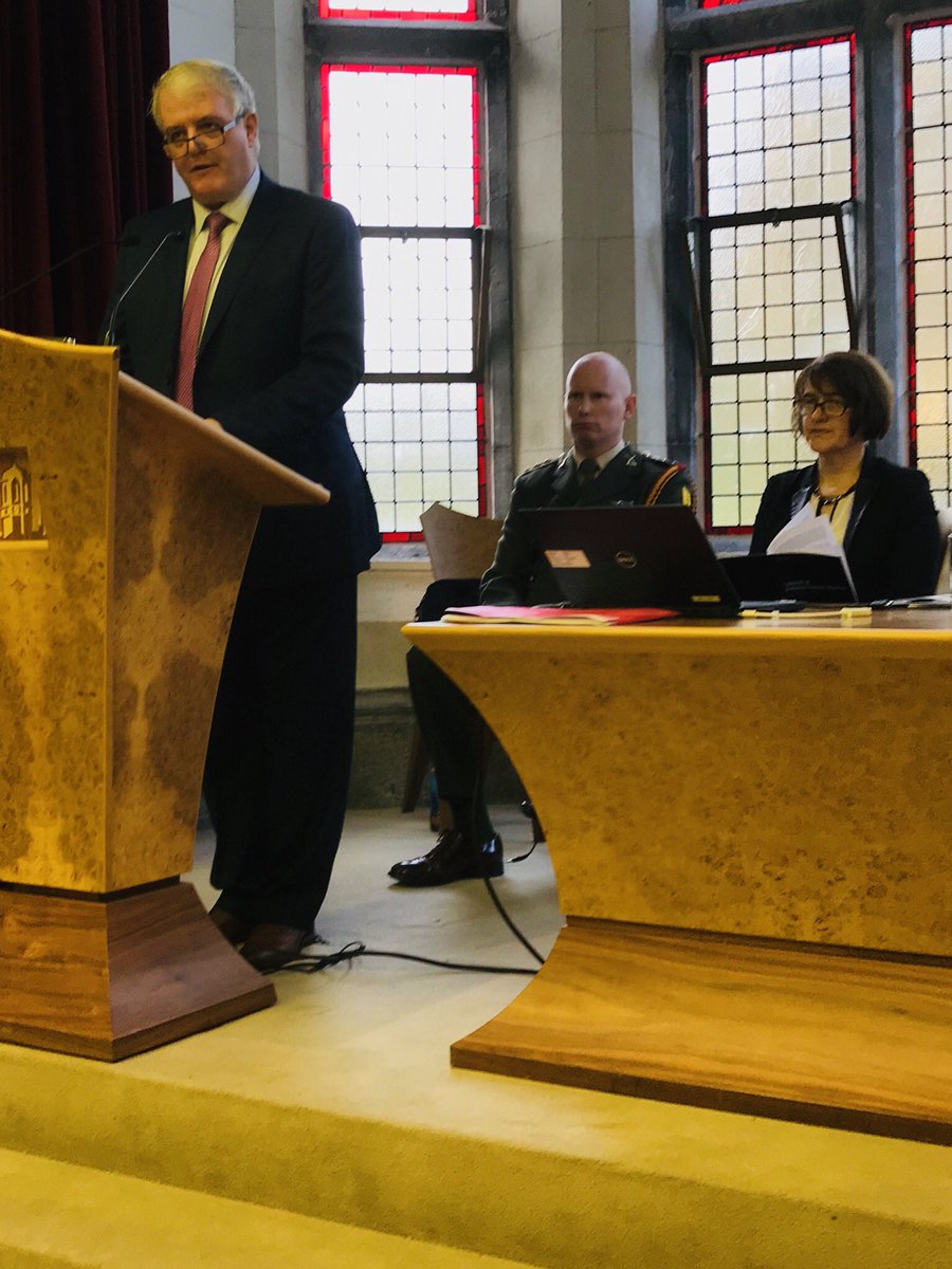 mark_mellett's tweet photo. Delighted to attend the launch of @defenceforces #DFReview 2018 co-hosted by @IrishCentreHR. Thank you to Prof Ciarán Ó hÓgartaigh @nuigalway &amp; Prof Ray Murphy. Powerful keynote by Maj Gen Beary, DSM, former Force  Commander @UNIFIL &amp; excellent presentations by other contributors https://t.co/pHx5NTsTtR