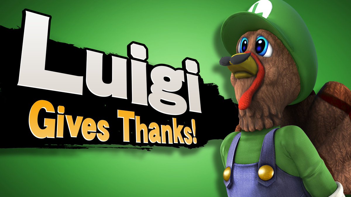 GameBanana's tweet photo. Turkey Luigi wishes you a Happy Thanksgiving! (Thanks Rise!) https://t.co/3Pn5mIhcMg #ssbwiiu #ssb #smashbros https://t.co/ejlMZkWBxi