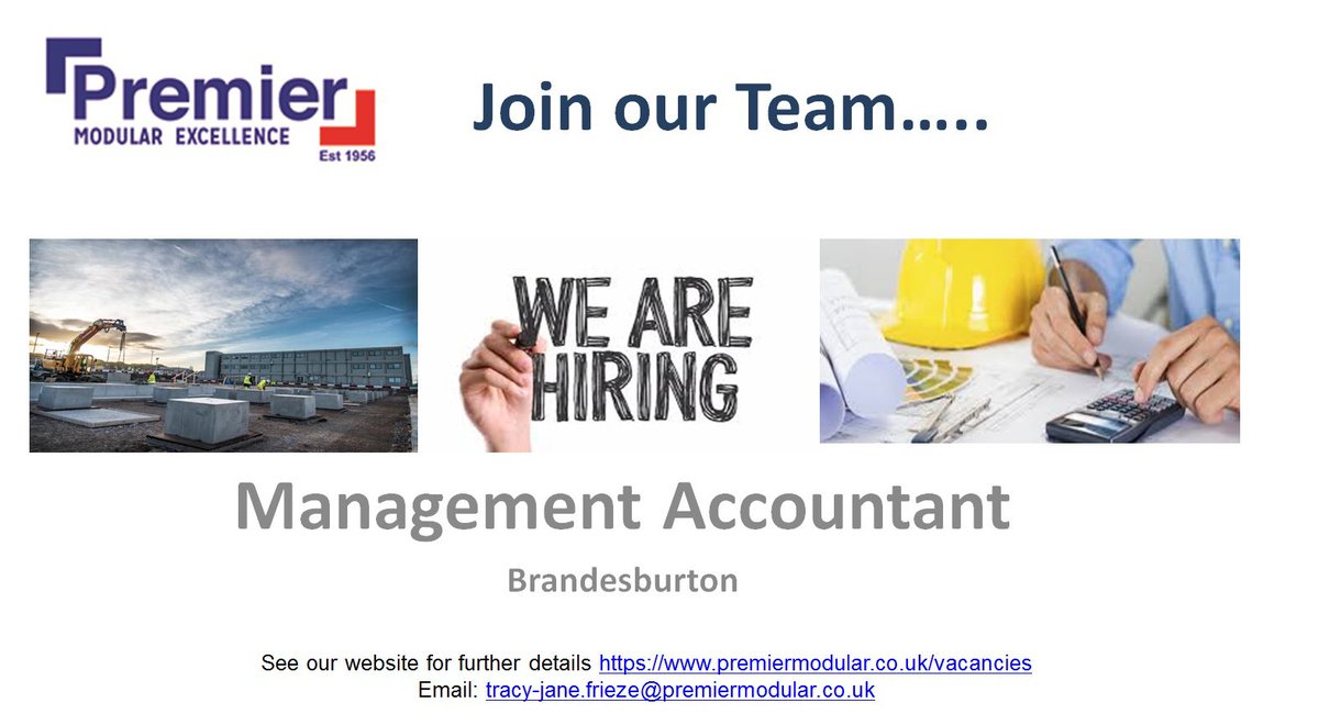 Premier_Modular's tweet image. Management #Accountant Wanted @Premier_Modular #premiermodular #construction ow.ly/O7mj30mIsu2 #offsite #jobs #LatestJobs