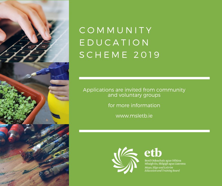 Applications should be received by the respective county office no later than Friday, 07th December 2018. For more information visit mayosligoleitrim.etb.ie/community-educ… #MSLETB
